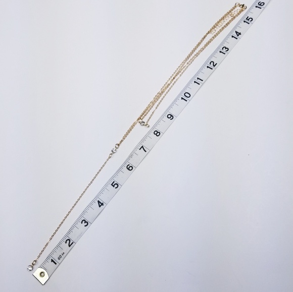 Long Multi Layer Crystals Gold Chain - Picture 2 of 3